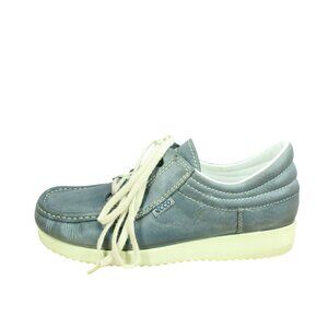 Ecco Gray Leather Lace Up Comfort Handsewn Casual Oxford Shoes Size 8.5